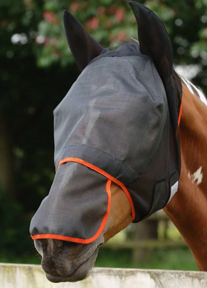 Field Relief Max Fly Mask Black with Orange Binding