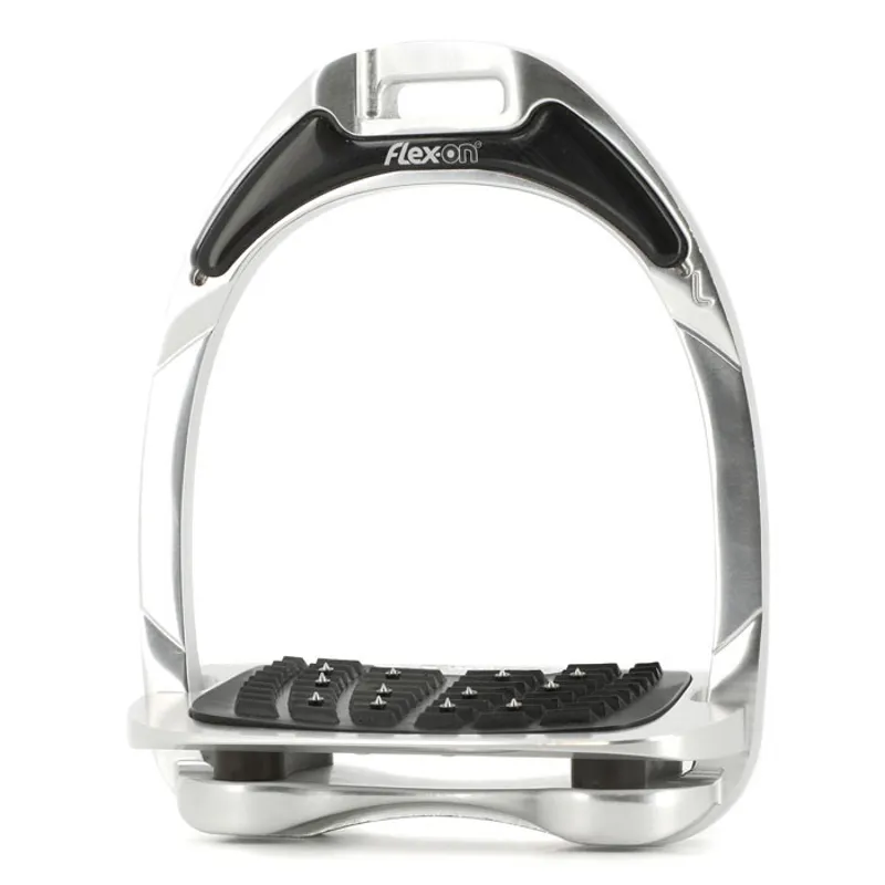 Flex-on Aluminium Stirrup- Ultra Grip Inclined Tread in Silver
