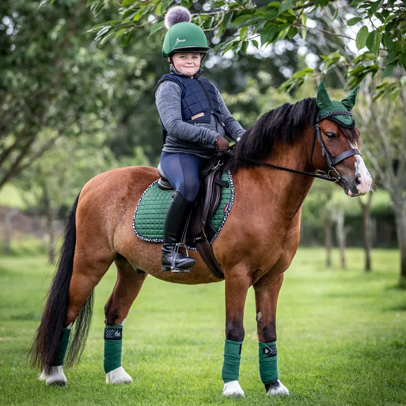  LeMieux Hat Silk - Hunter Green/Grey-5