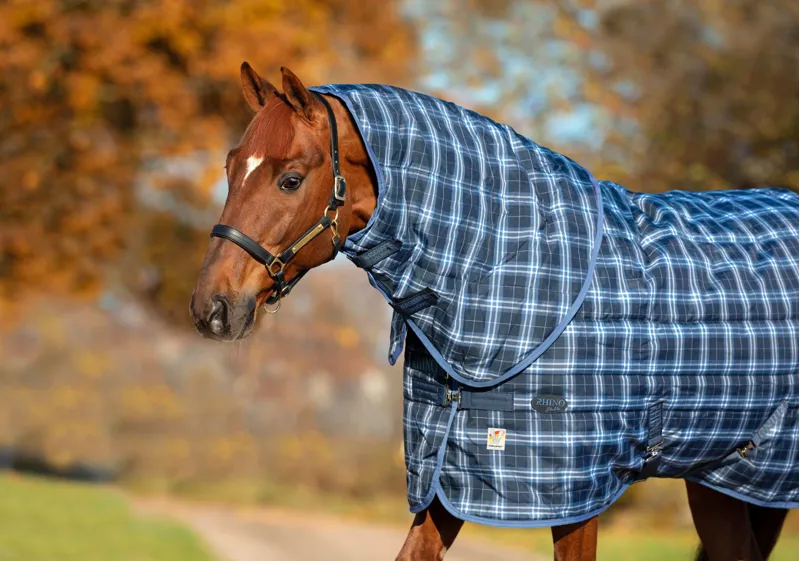 Rhino Original Stable Hood 150g- Navy Check