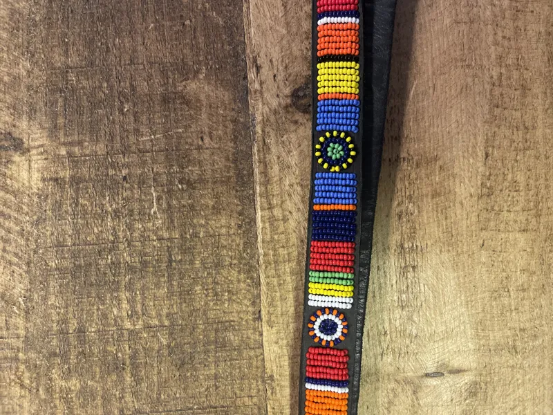 Kenyan Bead Dog Lead - Multicoloured -1