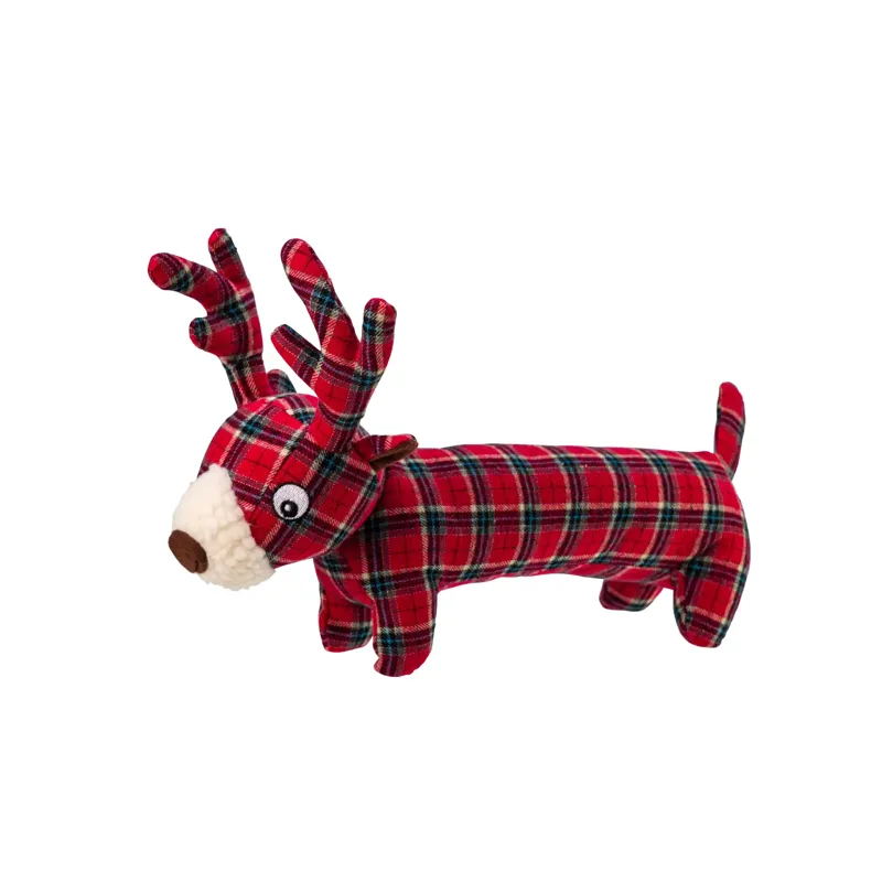 House Of Paws Red Tweed Dog Toy - Reindeer 