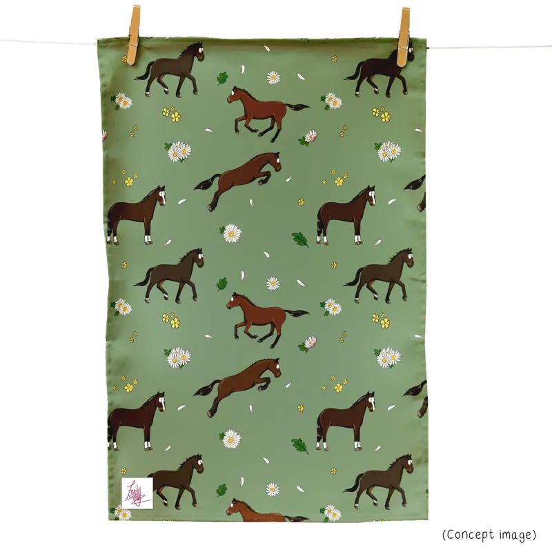 Emily Cole 'Bay Horse Pattern' Tea Towel