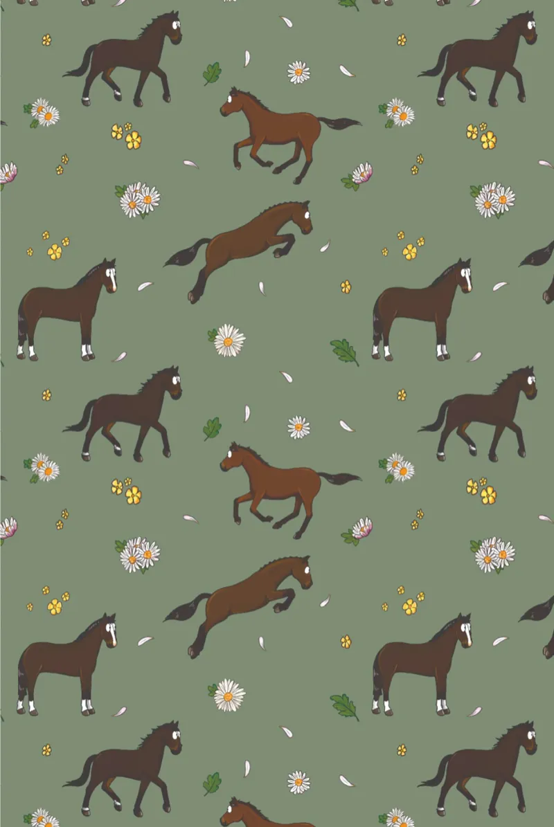 Emily Cole 'Bay Horse Pattern' Tea Towel-1