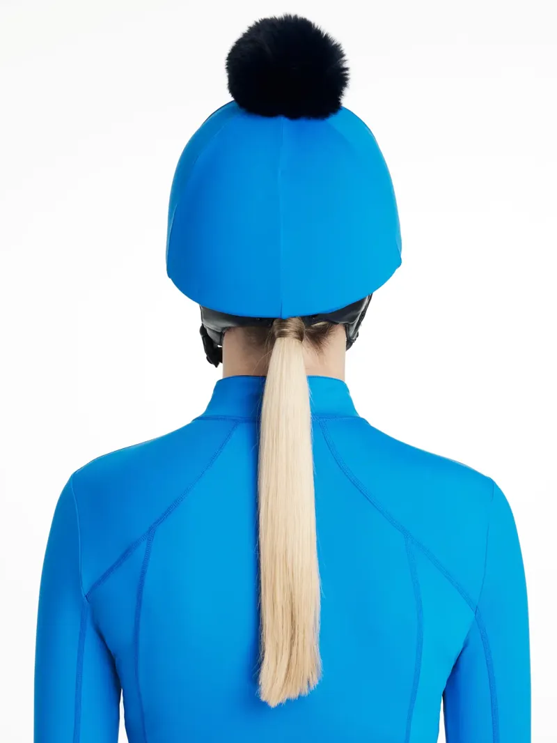 LeMieux Classique Pom Hat Silk - Benetton Blue-1