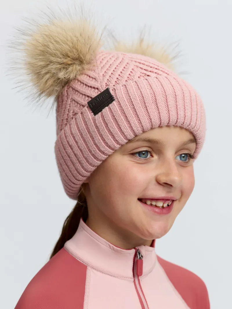 LeMieux Mini Double Pom Beanie - Petal-2