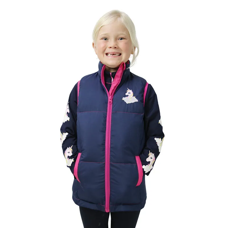 Little Unicorn Padded Gilet By Little Rider - Navy/Pink