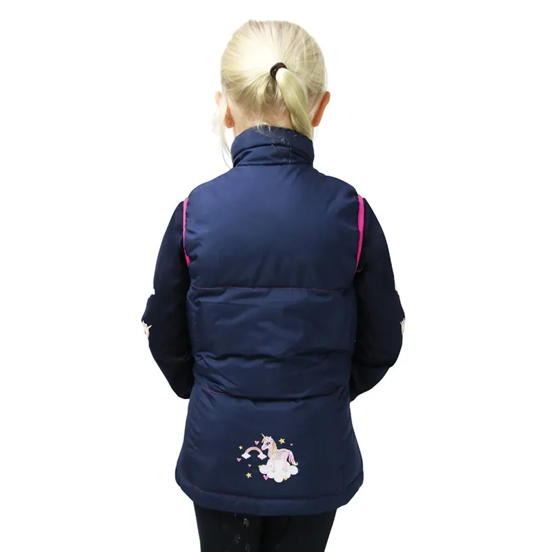 Little Unicorn Padded Gilet By Little Rider - Navy/Pink-1