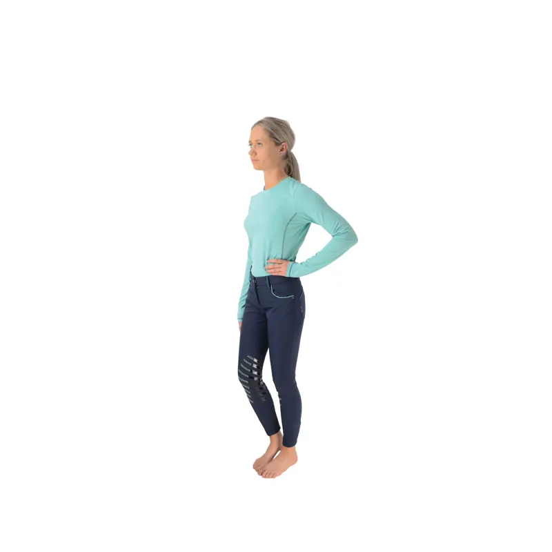 HyFashion Mizs Beatrice Silicone Breeches Navy/Peppermint Green