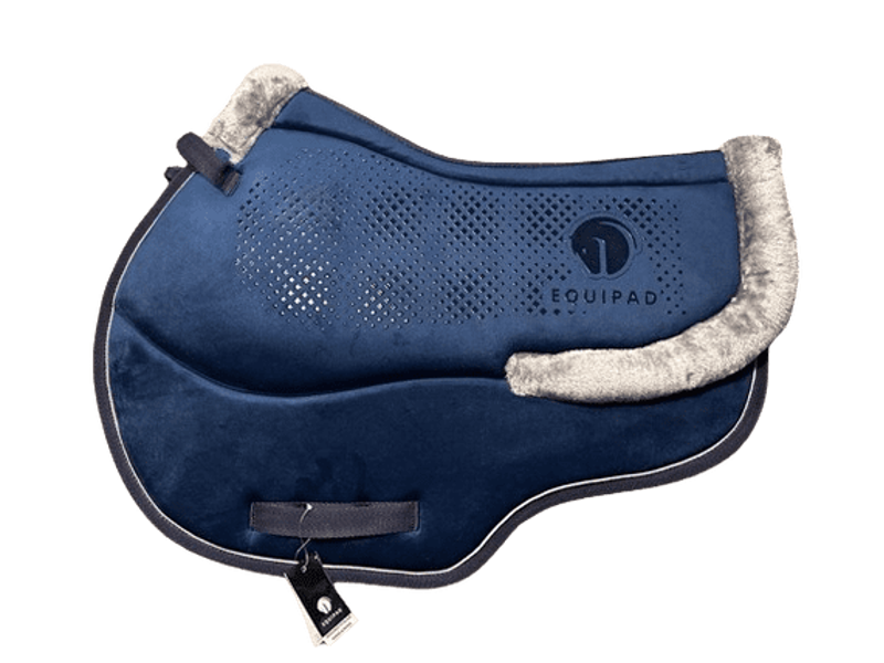 Equipad Opulence Jump Saddle Pad - Navy with Grey Fur