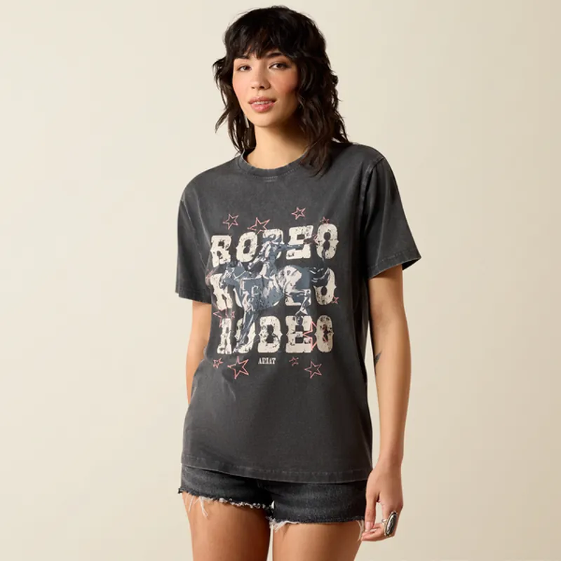 Ariat Womens Star Spangle Rodeo Shortsleeve T-Shirt - Charcoal Mineral Wash