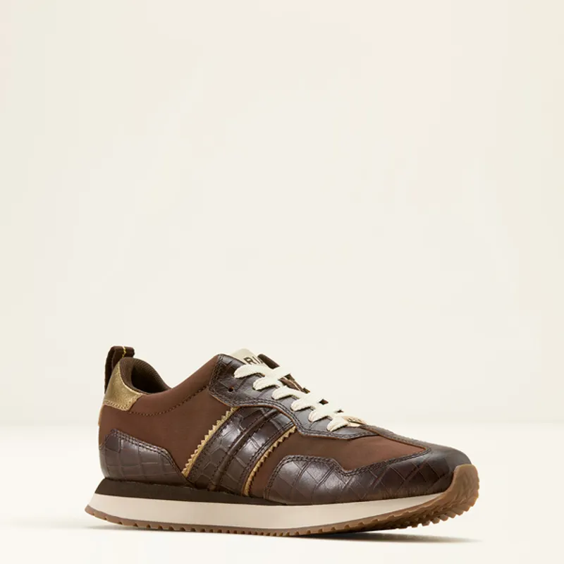 Ariat Womens Ranch Runner - Aged Tan/Luxe Espresso Croc Print-1