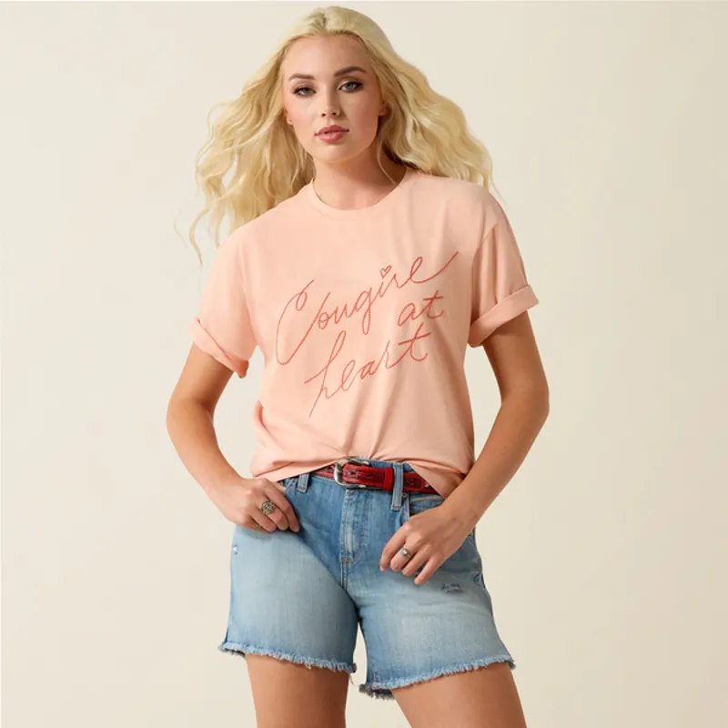 Ariat Womens Cowgirl At Heart Short Sleeve T-Shirt - Tropical Peach-1