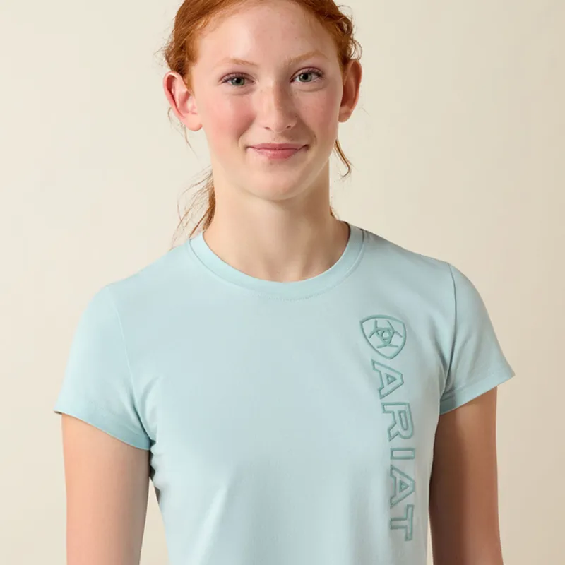 Ariat Youth Vert Logo Short Sleeve T-Shirt - Starlight Blue/Blue Surf-3