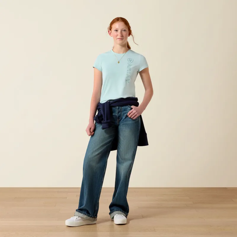 Ariat Youth Vert Logo Short Sleeve T-Shirt - Starlight Blue/Blue Surf-1