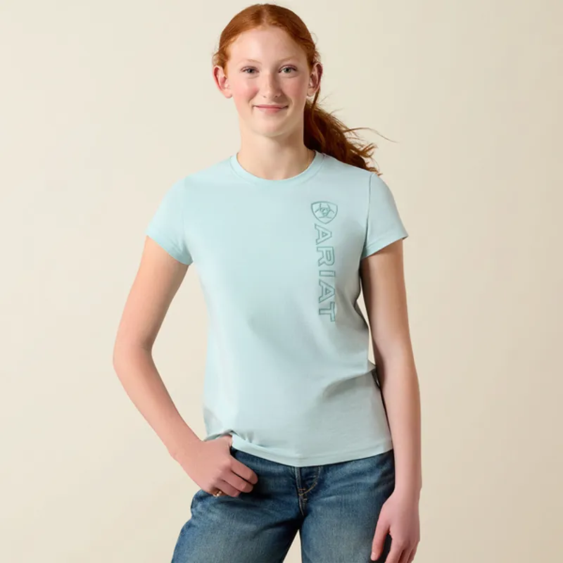 Ariat Youth Vert Logo Short Sleeve T-Shirt - Starlight Blue/Blue Surf
