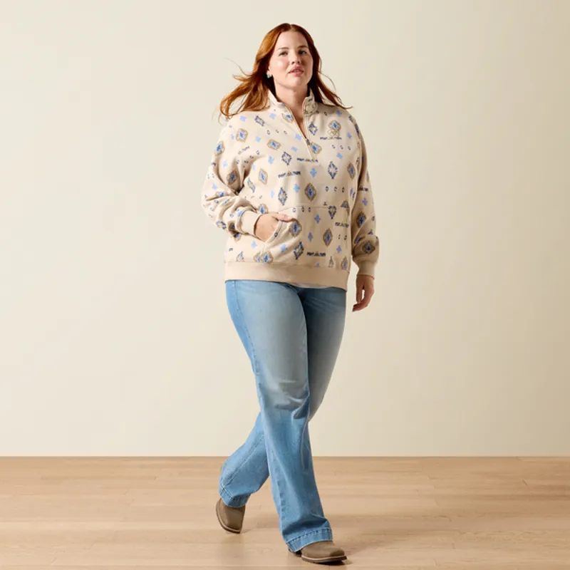 Ariat Womens Sapphire 1/2 Zip Sweatshirt - Oatmeal Heather-2