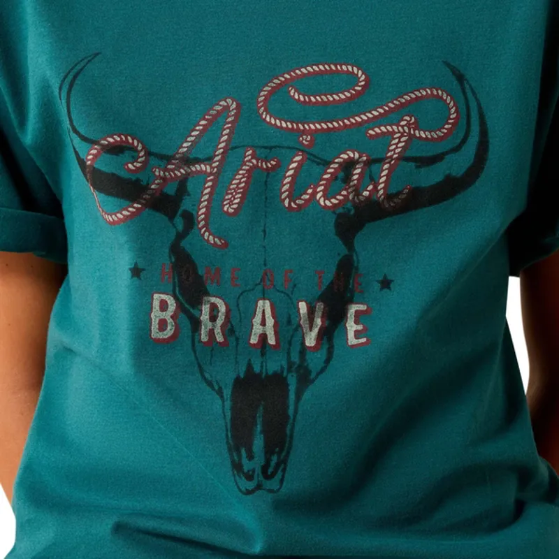 Ariat Boys Cattle Skull Freedom Short Sleeve T-Shirt - Mediterranean-3