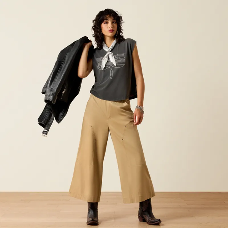 Ariat Womens Dallas Cropped Sleeveless T-Shirt - Charcoal Mineral Wash-1