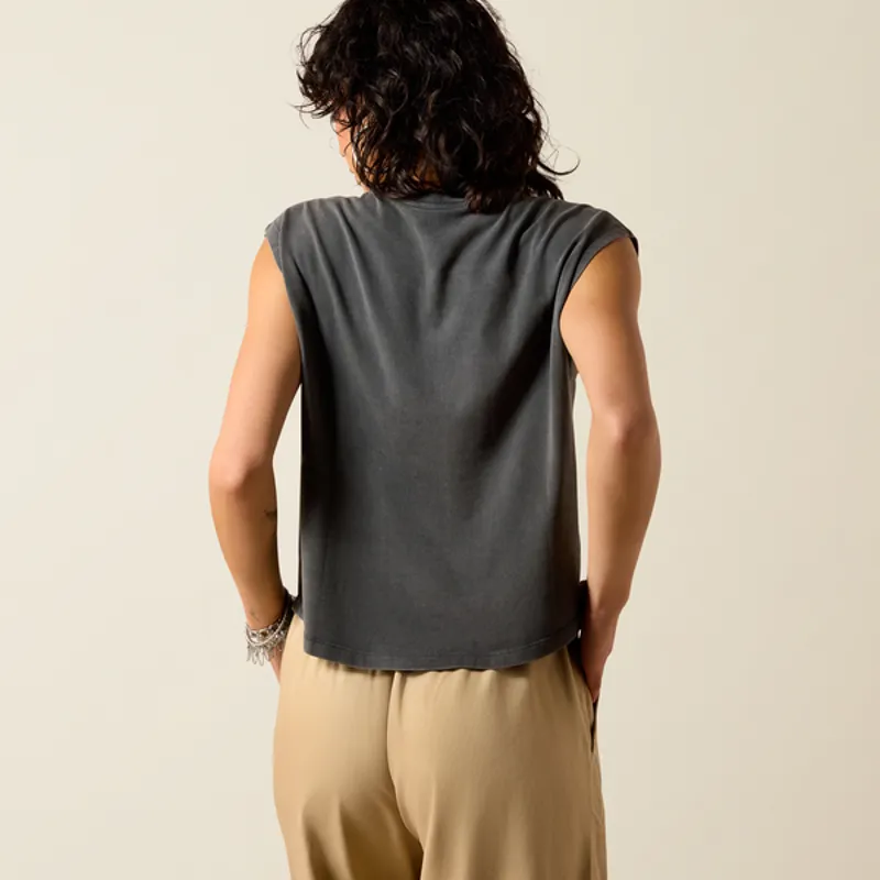 Ariat Womens Dallas Cropped Sleeveless T-Shirt - Charcoal Mineral Wash-4