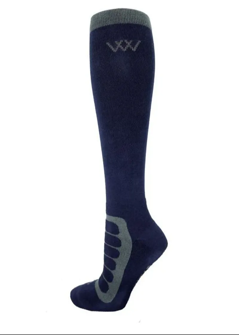 Woof Long Bamboo Tech Riding Sock - Navy/Grey