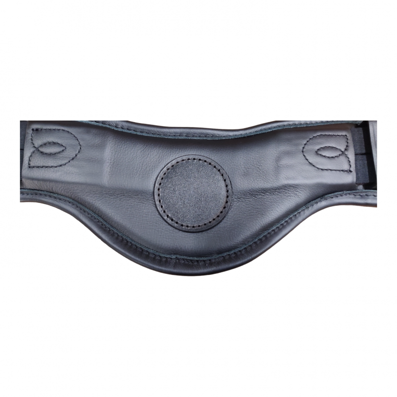 Padded leather contour dressage girth - Black-1
