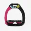 Flex-On Safe-On Junior Safety Stirrups with Inclined Treads - Black/Black/Pink with Pink Arm