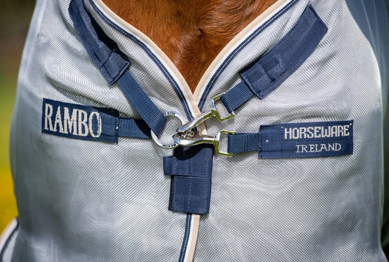 Rambo Protector Fly Rug - Silver/Navy/White/Beige-1