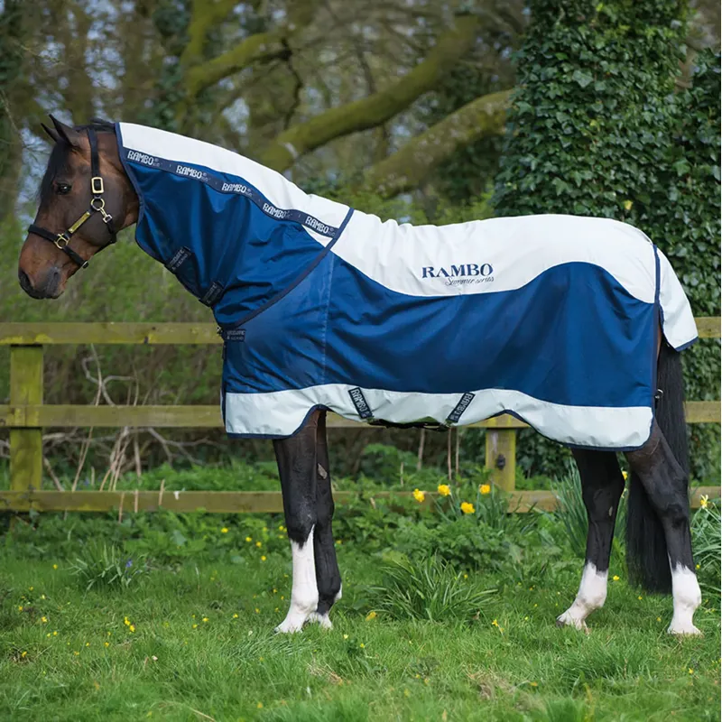 Rambo Summer Series V-Front Turnout Rug - Navy/Grey-1