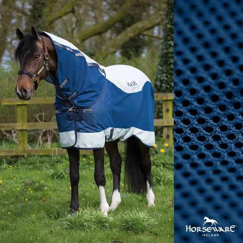 Rambo Summer Series V-Front Turnout Rug - Navy/Grey-3
