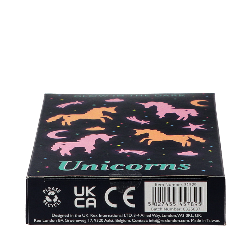 Rex London Glow in the Dark Stick-on Shapes Box of 24 Unicorns-1