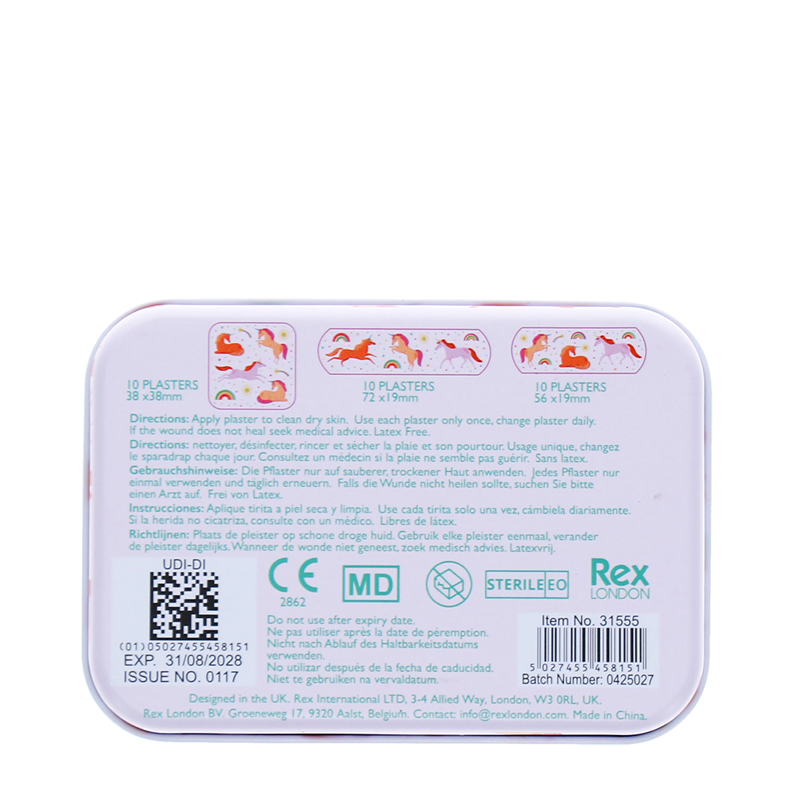 Rex London Unicorn Childrens Plasters - 30 per tin  -2