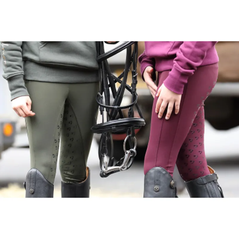 Aubrion Albany Riding Tights Young Rider - Black Cherry