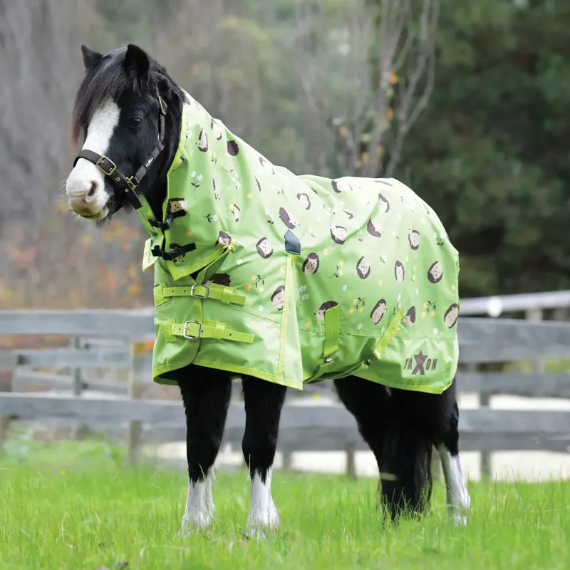 Saxon 600D Pony Combo Neck Lite Turnout Rug - Hedgehogs/Flower Print