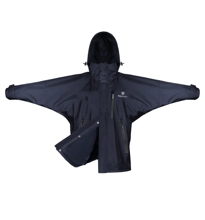 Equidry Adults Shortie Jacket with Stowaway Hood - Navy / Navy
