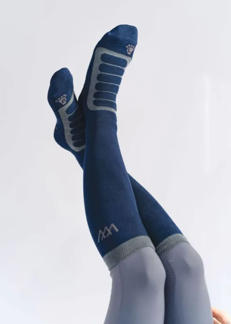 Woof Long Bamboo Tech Riding Sock - Navy/Grey-1