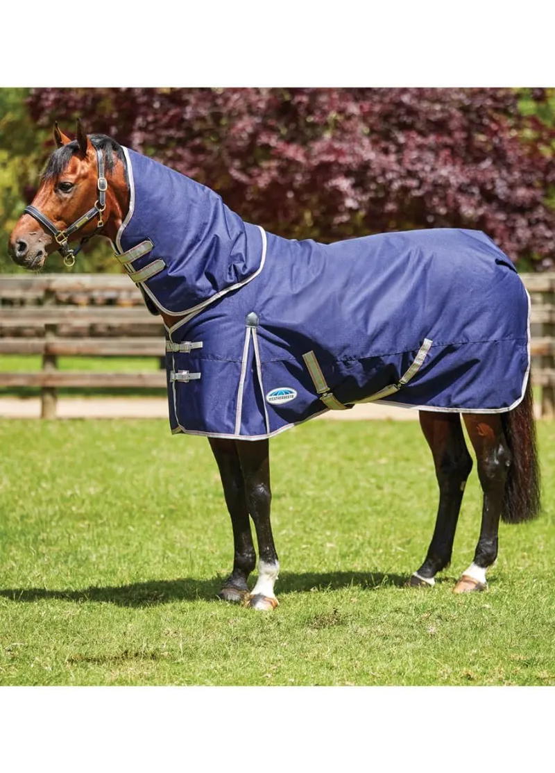 Weatherbeeta Comfitec Essential Detach-A-Neck Lite Plus Turnout Rug - Navy/Silver/Red- 50g