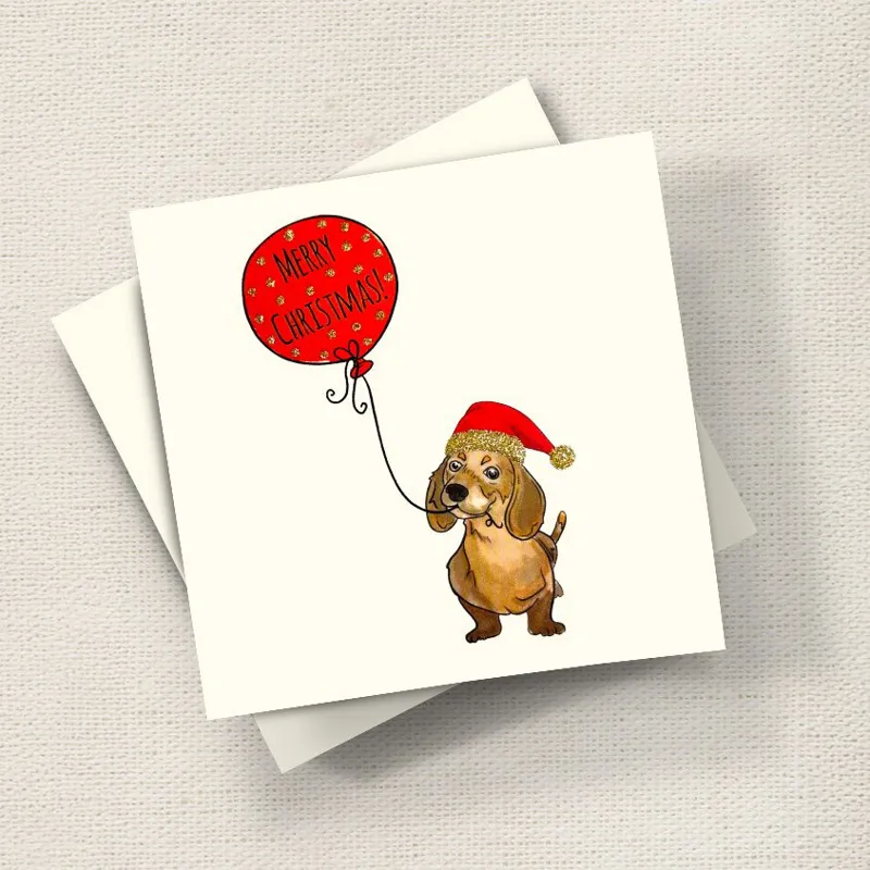 English Graphics 'Pup Xmas Balloon' Card