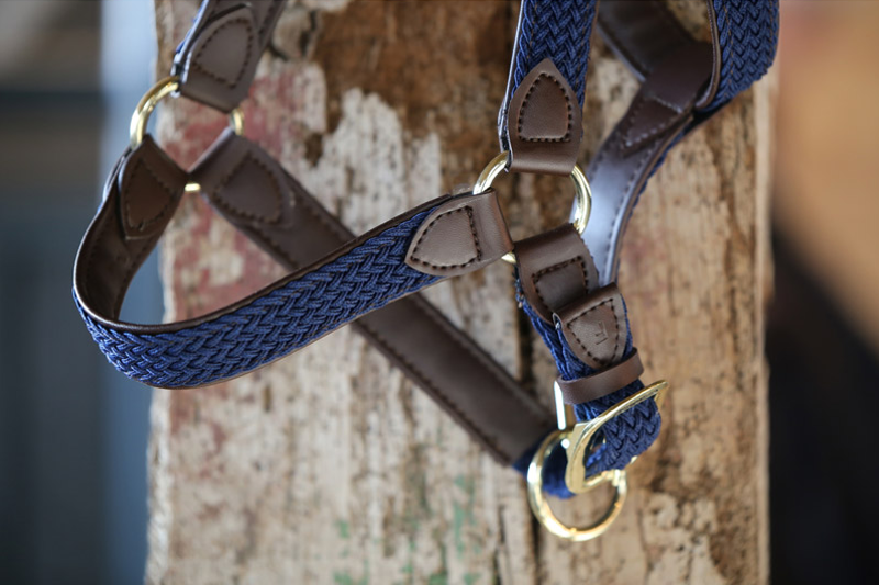 Kentucky Plaited Nylon Headcollar - Navy-2