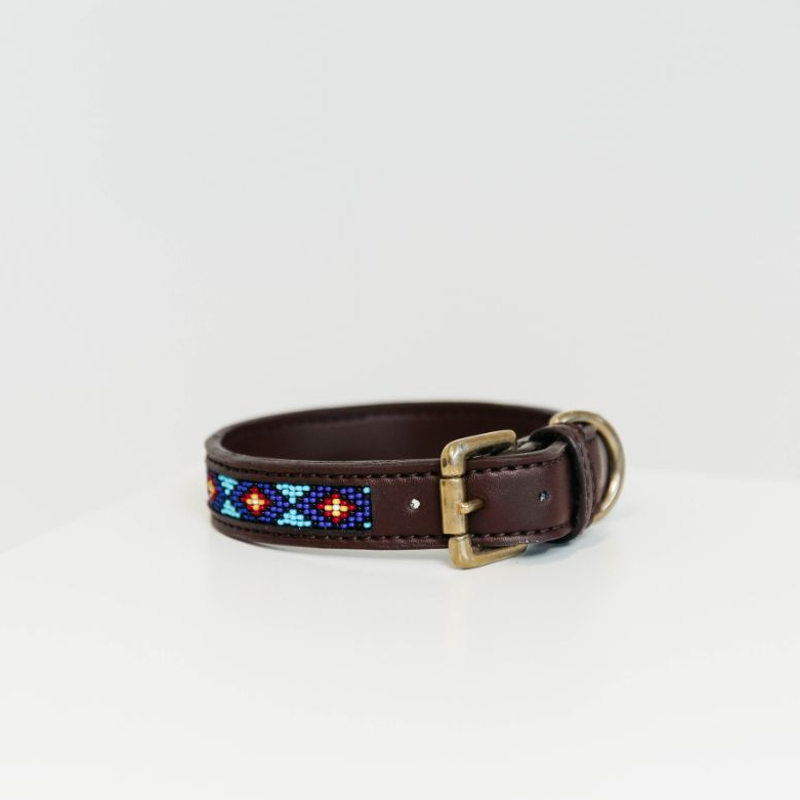 Kentucky Dog collar handmade pearls - Blue-1