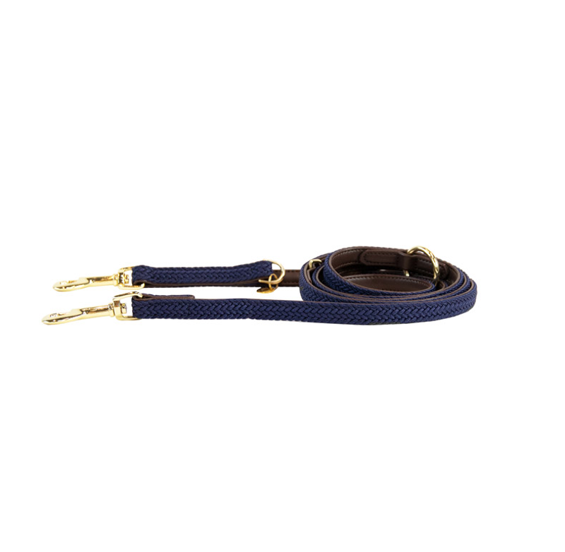 Kentucky Plaited Nylon Dog Lead - Navy-1