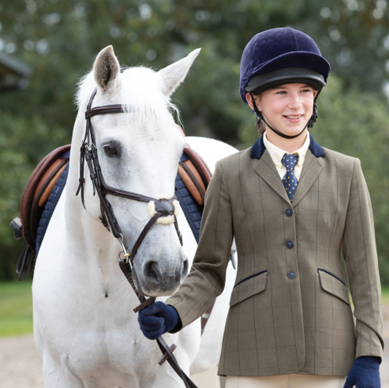 Equetech Junior Bellingham Deluxe Stretch Tweed Riding Jacket - Green-2