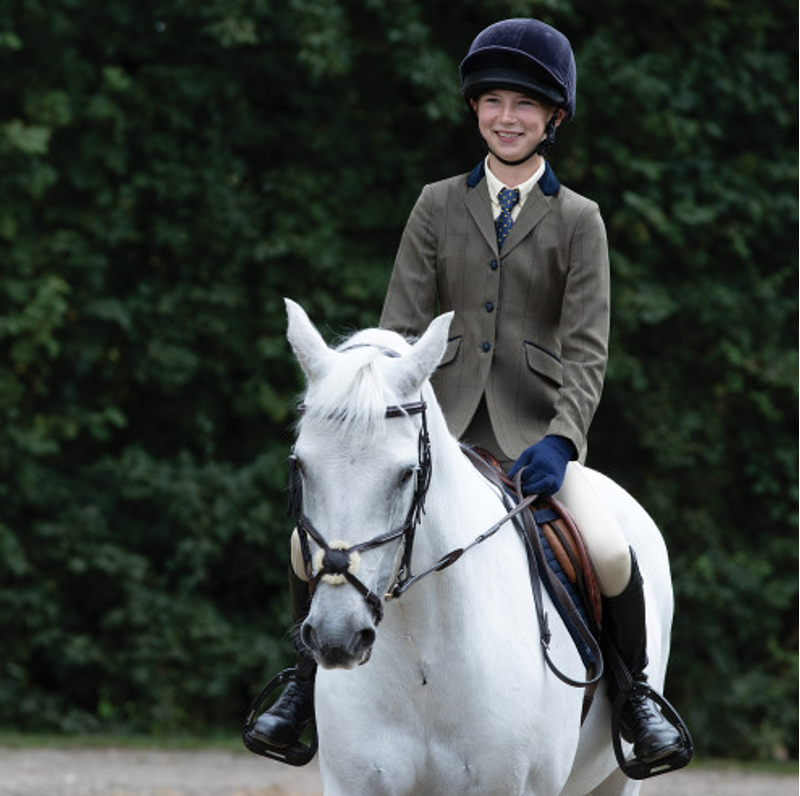 Equetech Junior Bellingham Deluxe Stretch Tweed Riding Jacket - Green-1