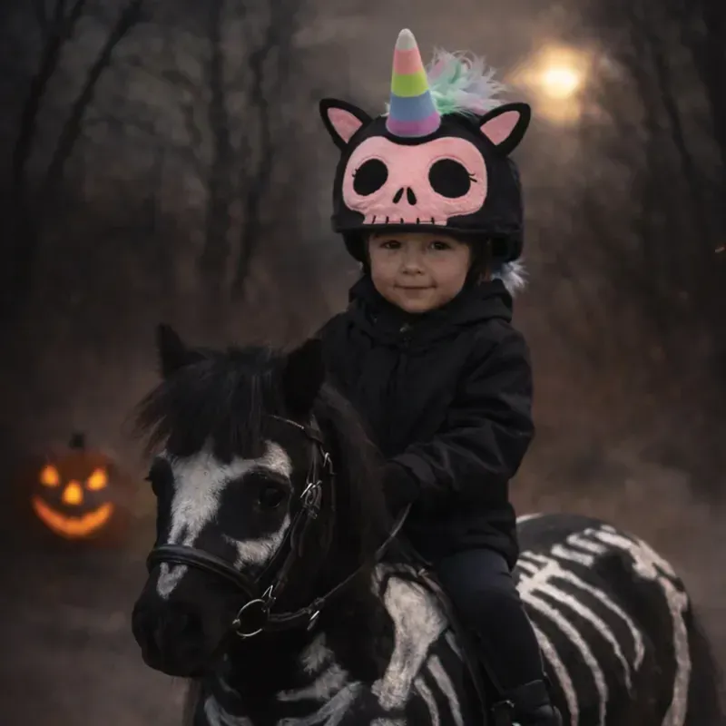 Equetech Childs Skullicorn Hat Silk in Pink-2