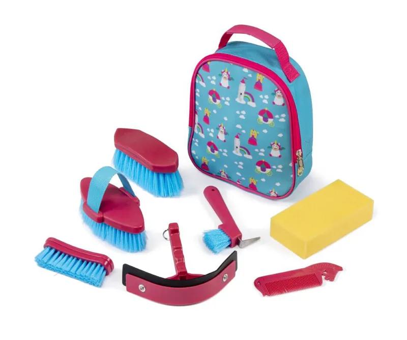 one size Shires Tikaboo Childs Horse Grooming Kit Bag in Raspberry 